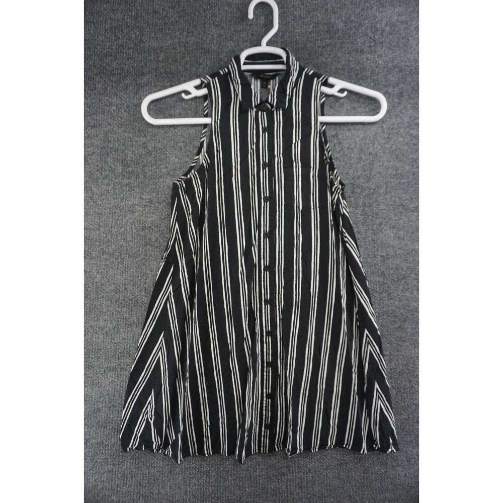 Banana Republic Striped Sleeveless Shirt Dress Tunic A-Line Black XS